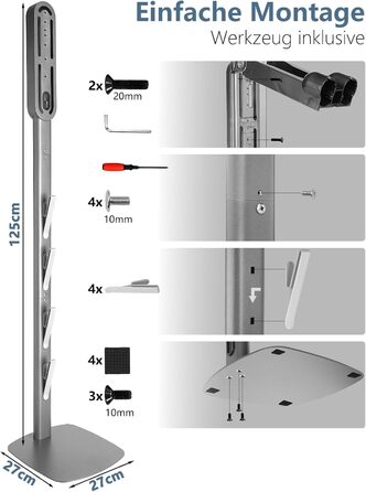 Тримач для пилососа Dyson Wandhalterung з зарядною станцією для V8–V15 та Gen5 – стабільний тримач для акумуляторного пилососа з органайзером для аксесуарів, щіток та кабелів (срібний)