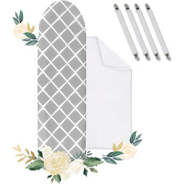 Покривало для прасувальної дошки, 100% бавовна, посилене тришарове, сіре, 110-125 x 30-42 см