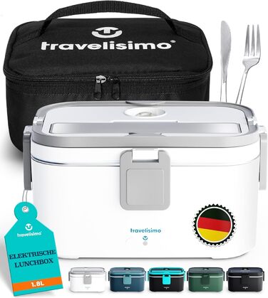 Electric Lunch Box 80W Thermo Lunch Box for Keeping Food Hot, 1.8L Heat Box 3-in-1 Food Warmer, Food Warming Box for 12V/24V/220V, for Work, Car, Truck Electric Lunchbox, Heat Box
