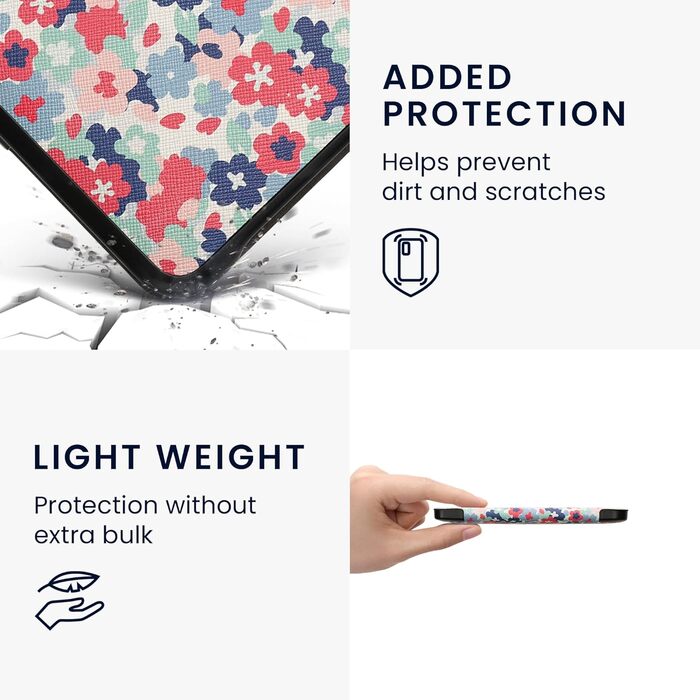 Чохол-книжка kwmobile для Tolino Shine 3 - яскравий дизайн з пастельними квітами (синій, жовтий, зелений, червоний, рожевий)