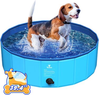 Pawaboo Foldable Dog Pool, Dog Bath, Swimming Pool for Dogs, Easy Storage, Durable Scratch-Resistant Pet Pool for Puppies and Cats, Portable Splash Pool for Pets (80cm x 20cm, S) (100cm x 30cm - Medium)