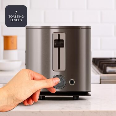 Тостер BLACK+DECKER BXTO1960E з цифровим керуванням, 1960 Вт, 6 рівнів підсмажування, 4 відділення, функції: стоп, підігрів та розморожування, автоматичне центрування, підігрівач для тостів