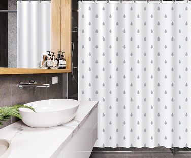 Штора для душу YOUNG DA текстильна біло-сіра з малюнком 