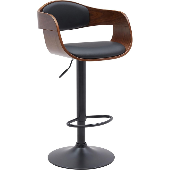 Kingston Adjustable Bar Stool with Premium Faux Leather Cushion - Walnut/Black