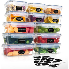 Набір контейнерів для їжі Hibisaws 12шт з кришкою, BPA-free, герметичні, прозорі, 6 x 1L та 6 x 0.5L, для зберігання та заморожування