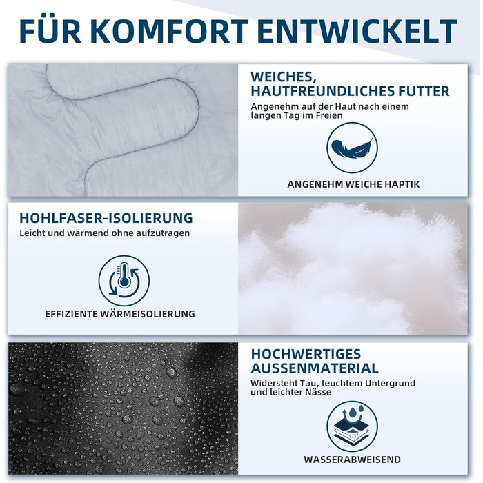 Спальний мішок Clostnature для кемпінгу та подорожей: легкий, компактний, 3 сезони, чорний (0.9 кг)