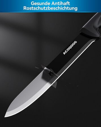 ACOQOOS 14-Piece Knife Block Set with Sharpener - Professional Kitchen Knife Set, Black
