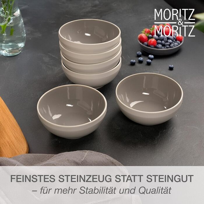 Набір керамiчних мисок Moritz & Moritz CAVO (6 шт.) для мюслю, супів та салатів. Кераміка, стійкі до миття в посудомийній машині та використання в мікрохвильовці. Ідеально для щоденного використання.