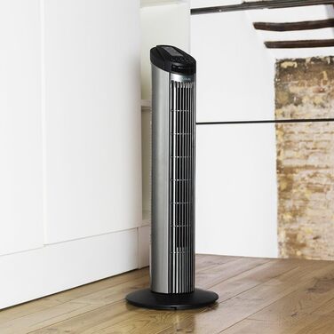 Вентилятор Cecotec Digitale Turm EnergySilence 890 Skyline, 50 Вт, 76 см, з таймером, пультом, мідний мотор, 3 швидкості, 3 режими, чорний