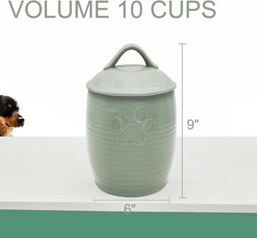 Контейнер для собачих ласощів великого об'єму, герметичний, керамічний, зелений