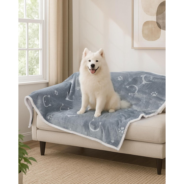 Водонепроникний коврик для собак та котів Hzuaneri, Sherpa Fleece, 150 x 127 см, сірий