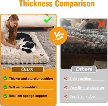 Килимок для собак BingoPaw: великий, миючий, м'який, водонепроникний, з антиковзаючою основою, 90x60x10 см (XL: 105x70x12 см, Бежевий)