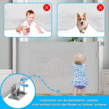 Захист для воріт NAIZY Rollo 0-300см: сітка для дитячих воріт, захист від собак, ролетний тип, сірий, 300см