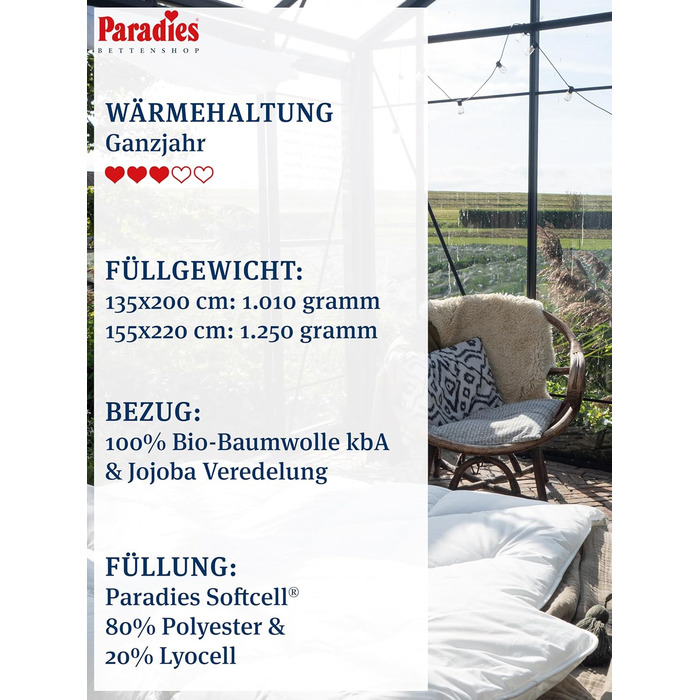 Ковдра всесезонна PARADIES Avera Bio 135x200 см, ліоцел, стьобана, екологічна, сертифікат OEKO-TEX 100 клас 1