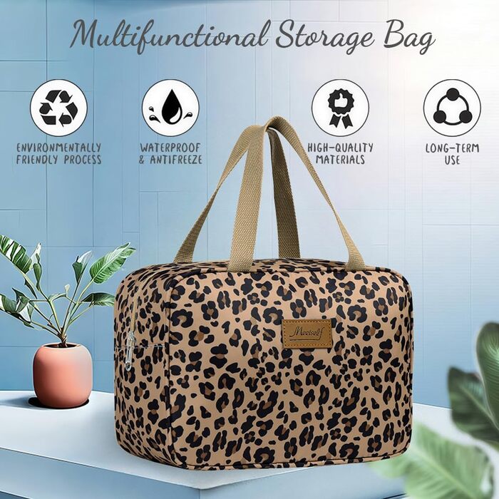 Сумка для туалетних аксесуарів велика, дорожня косметичка, органайзер для макіяжу, сумка для косметики з ручкою для жінок та чоловіків, #9, леопардовий принт