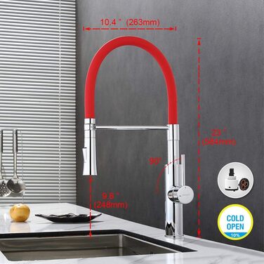 Кухонний змішувач Ibergrif з душем, гнучкий вилив, червоний