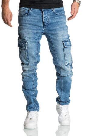 Чоловічі джинси Cargo Regular Slim Denim R7977 світло-блакитні (40W/34L), з ефектом зношеності