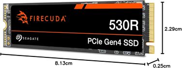SSD Seagate FireCuda 530R 1TB NVMe PCIe Gen4 для PS5/PC, 7400 МБ/с, 3D TLC NAND, 5.050 TBW, Data Rescue Service