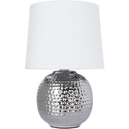 ARTE LAMP Poppy LED настільна лампа з кабелем – Хром/Біла лампа для робочого столу з білим тканинним абажуром для вітальні та спальні (Merga Chrom)