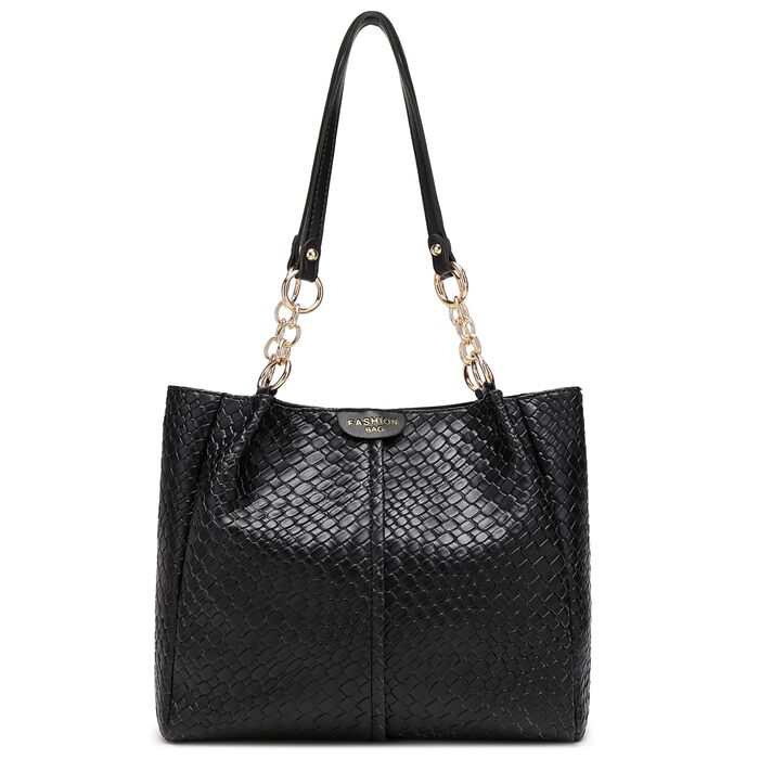 Сумка жіноча Unisoul Shopper - елегантна сумка через плече з екошкіри для офісу та подорожей, чорна
