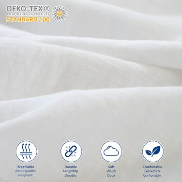 Simple&Opulence Linen Sheet Set 100% Linen Bedding, Ultra-Soft, Breathable Bed Sheets for Farmhouse Style, Only 1 Fitted Sheet (269cm x 295 cm, White)