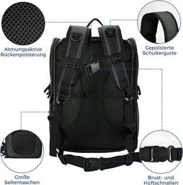 Рюкзак для собак та котів Apollo Walker - зручний та дихаючий, для подорожей та активного відпочинку (2-15 кг, чорний)