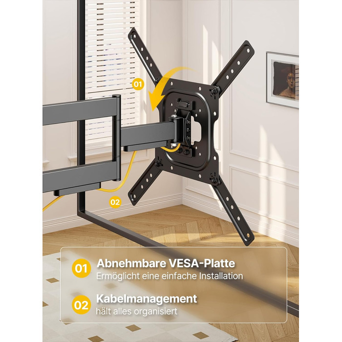 Кріплення для телевізора monTEK для 23-65 дюймів (Flat/Curved), до 35 кг, регульоване, VESA 400x400 мм