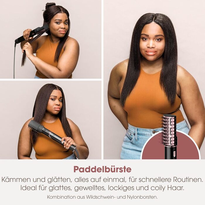 Фен Shark FlexStyle 5-в-1 з насадками для укладання, випрямлення та створення локонів – без пошкодження волосся, для всіх типів волосся (Чорний / Рожеве золото)