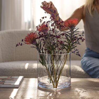 TREND Home Deko-Glass Containers 19 cm Cylinder Vase Flower Vase Candle Holder Stump Candles Candle Holders Glass Vase Floor Vase Large Decoration Wedding Transparent | Ø 19 cm | 4848 ml | Naida