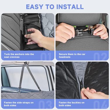 Захист для заднього сидіння автомобіля для собак з твердим дном, водонепроникний, з сіткою, сірий, розмір L (147x75 см)