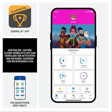 Дитячий розумний годинник Garmin Bounce 2 LTE (43 мм) - турквіс (сірий), AMOLED дисплей, 2 дні роботи, GPS, SOS, режим школи