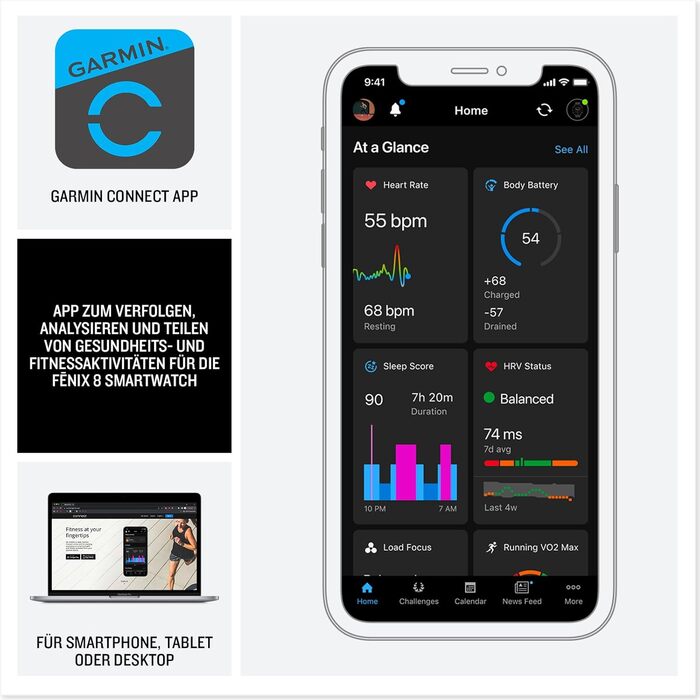 Garmin fēnix 8 43mm: Мультиспортивний смартгодинник з AMOLED-дисплеєм, до 10 днів роботи, 80+ спортивних функцій, топографічні карти, EKG, телефон, музика, ліхтарик