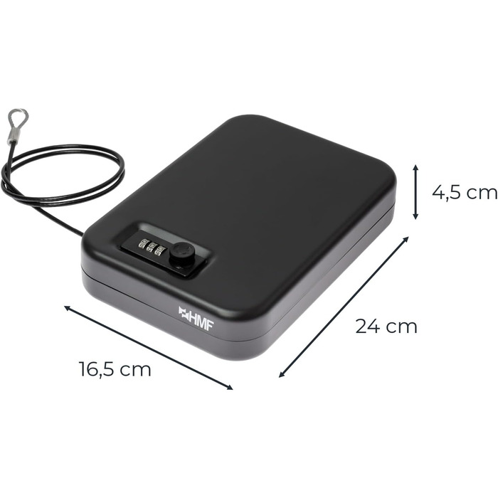 Сейф з кодовим замком HMF 316-02, переносна скринька для зберігання, чорний (24 x 16,5 x 4,5 см)