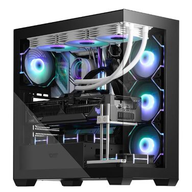 darkFlash DS900: Чорний корпус для ПК ATX Mid-Tower з 4 RGB вентиляторами, підтримка водяного охолодження 360mm, Type-C