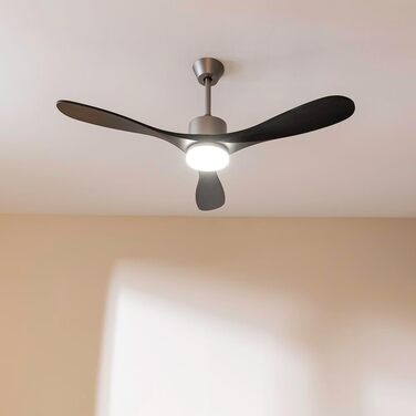 Стельовий вентилятор Cecotec EnergySilence Aero 5200 Black Design з LED підсвіткою та пультом ДУ, 40 Вт, 52 дюйми, дерев'яне оздоблення Stone Pro