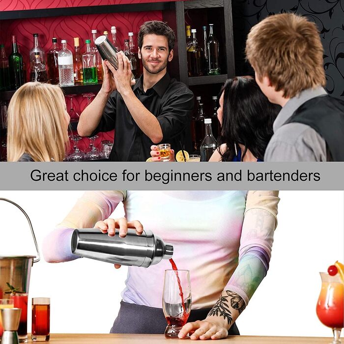 Cocktail Set 750ml Cocktail Shaker, 24pcs Bar Accessories Coctail Mixer Set Barkeepers Friend Jigger, Boston Shaker Bartender Set Decoration for Men Women (Type 4)