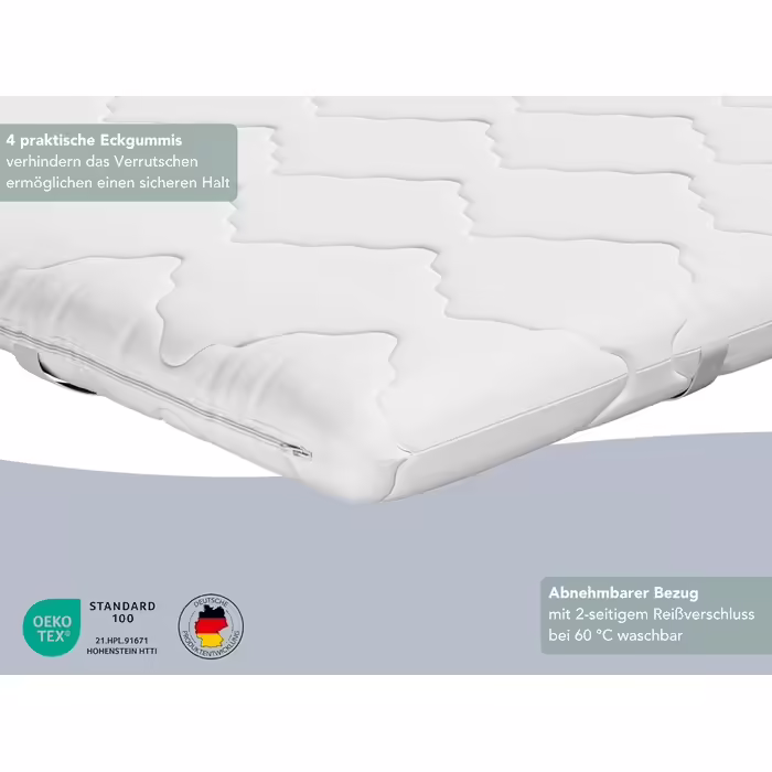 XDREAM Pure | Ergonomic mattress topper with a high-quality cold foam core | Ties for securing | Öko-Tex certified | 140 x 200 cm