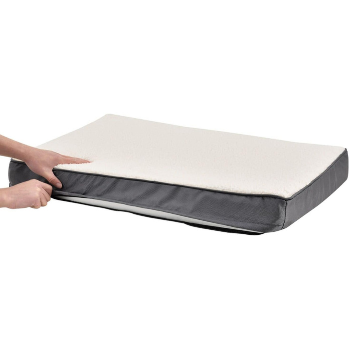 Ортопедичне ліжко для собак Juskys Milow, 76x51 см - м'яке та стабільне, знімний та пральний чохол - подушка для собак, килимок для маленьких собак - сірий (81 x 112 x 8 см, бежевий)