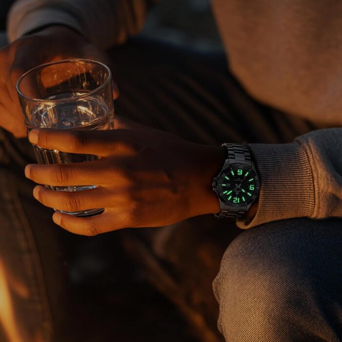 Годинник чоловічий LN LENQIN з нержавіючої сталі, водонепроникний, з датою, кварцовий, аналоговий, чорний, бізнес-стиль