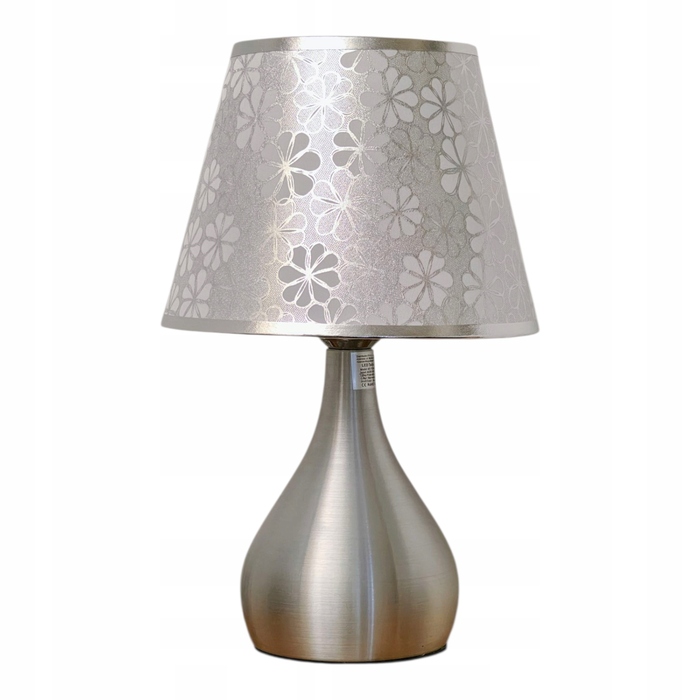 Сенсорна настільна нічна лампа з LED-абжуром, срібляста