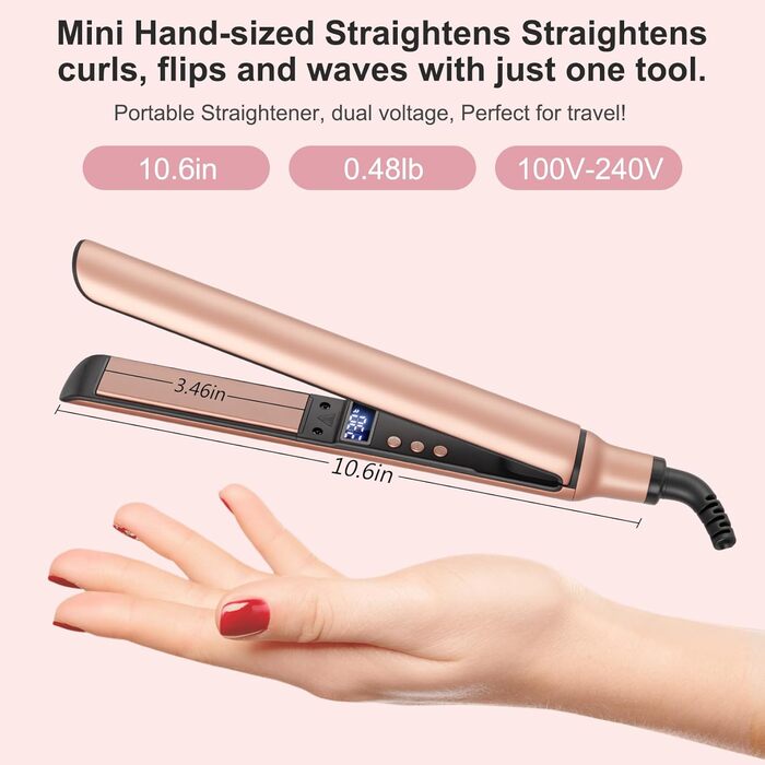 Випрямляч для волосся 2-в-1 Ceramic Straight: випрямлення та локони, рожеве золото, для всіх типів волосся