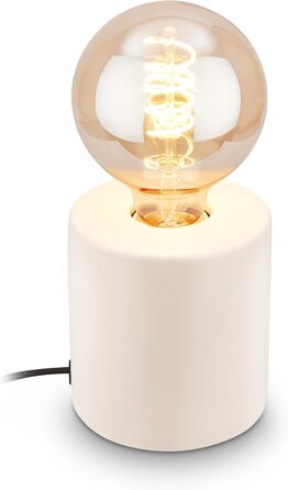 BRILONER Настільна лампа мініатюрна, ретро/вінтаж, кераміка, біла, E27, 10W, для спальні/офісу/читання, 10x9 см