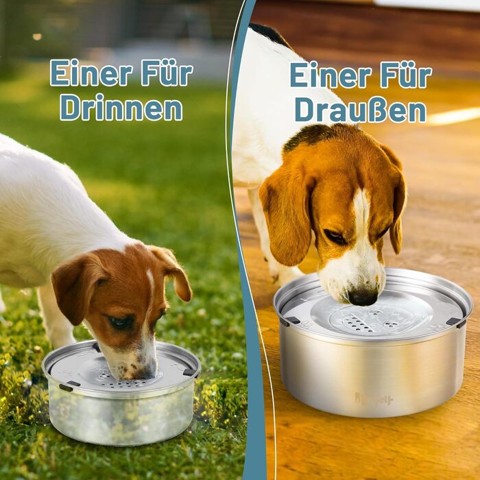 Миска для собак без облизування, нержавіюча сталь, миска для пиття собак Anti-Schlabber, неслизька та витокостійка миска для собак, маленьких та середніх собак (3L+1L)