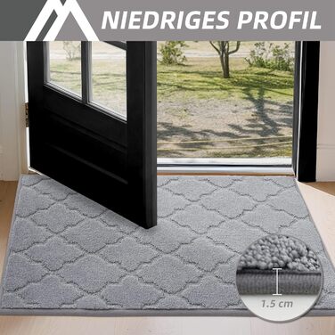 Килимок для входу COSY HOMEER 50x80 см, сірий, антиковзкий, вологостійкий,мийний килимок для дому, кухні, коридору