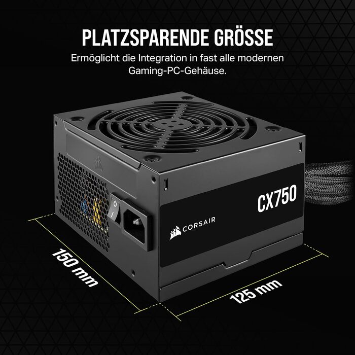 Блок живлення Corsair CX550 ATX, 550W, 80 Plus Bronze, низький рівень шуму, чорний