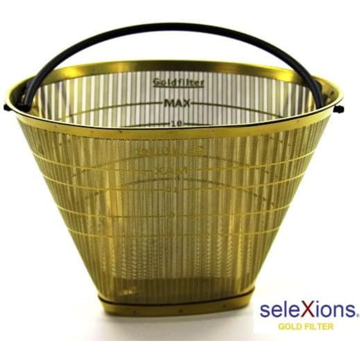 seleXions Coffee Filter Gold Filter All-Metal GF4MB with Metal Handle, for all coffee machines with round filter size 1 x 4