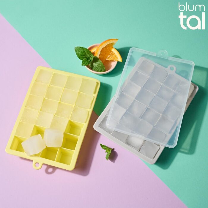 Форми для льоду Blumtal Silikon 2x24 - з кришкою, 2.6 см, BPA Free, чорно-синій