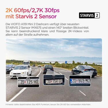 VIOFO A119 Mini 2: Автомобільний відеореєстратор з GPS, 2.7K, Wi-Fi, HDR, нічне бачення STARVIS, голосове керування, 24h паркувальний режим