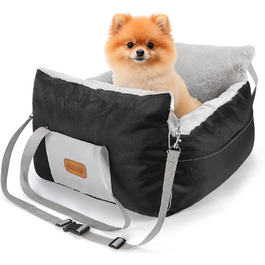Автокрісло для собак Nobleza - зручне ліжко для маленьких собак з кишенями та змінним матрацом, 58x56x33 см (бавовна, плюш, пластик/метал)