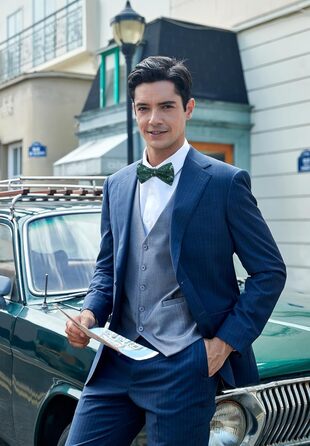 HISDERN Комплект краватка-метелик, кишеньковий хустинка та запонки з візерунком павлічків, з гачком, регульована, вже зав'язана, для вечірки, весілля, Різдва, Хелловіну, A1-Зелений